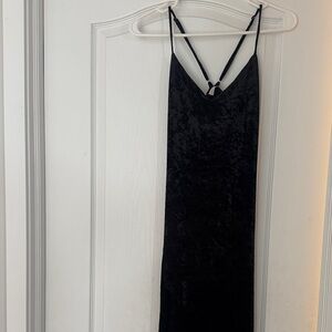 Black Velvet Slip Dress with Strappy Back